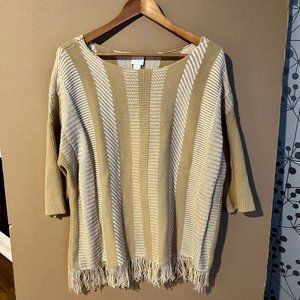 NWOT Chico's Size 2/Large 12 Filipa Striped Fringe Soft Knit Pullover.